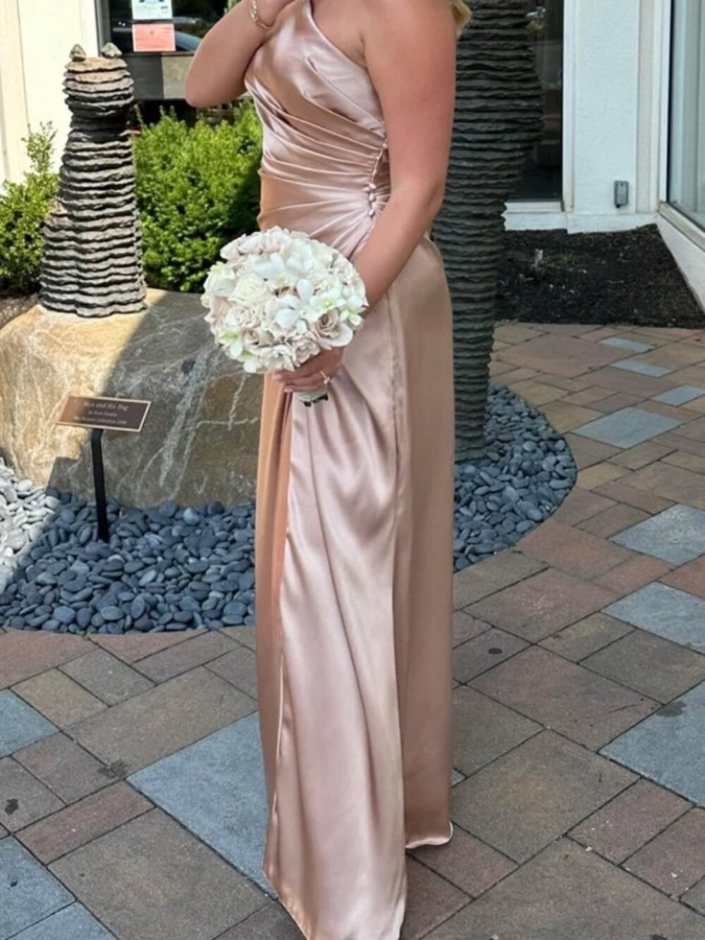 Charmeuse Draped One-Shoulder Bridesmaid Dress